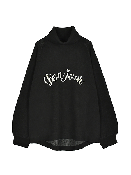 Bonjourなﾊﾟｰﾙﾋﾞｼﾞｭｰﾆｯﾄﾌﾟﾙｵｰﾊﾞｰ 詳細画像 ﾌﾞﾗｯｸ 1