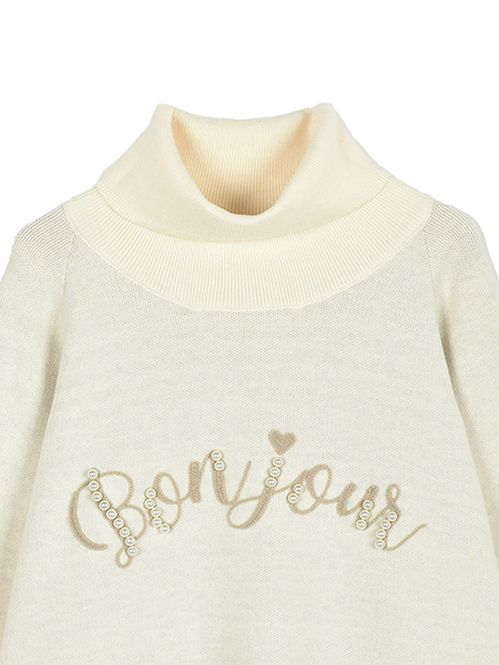 Bonjourなﾊﾟｰﾙﾋﾞｼﾞｭｰﾆｯﾄﾌﾟﾙｵｰﾊﾞｰ 詳細画像 ｵﾌﾎﾜｲﾄ 3