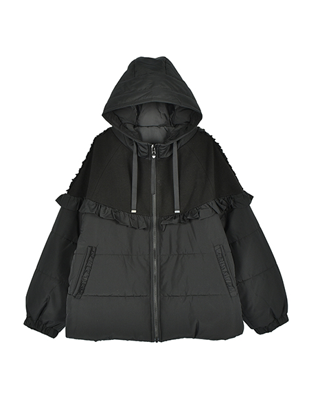 異素材MIXの中わたふりるﾌﾞﾙｿﾞﾝ 詳細画像 ﾌﾞﾗｯｸ 1