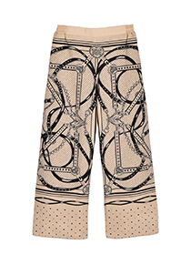 LOVEﾊｰﾄｽｶｰﾌ柄のﾊﾟﾈﾙｾﾐﾜｲﾄﾞ美脚ﾊﾟﾝﾂ 詳細画像