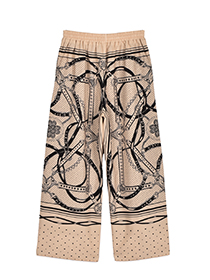 LOVEﾊｰﾄｽｶｰﾌ柄のﾊﾟﾈﾙｾﾐﾜｲﾄﾞ美脚ﾊﾟﾝﾂ 詳細画像