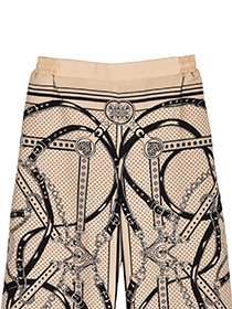 LOVEﾊｰﾄｽｶｰﾌ柄のﾊﾟﾈﾙｾﾐﾜｲﾄﾞ美脚ﾊﾟﾝﾂ 詳細画像