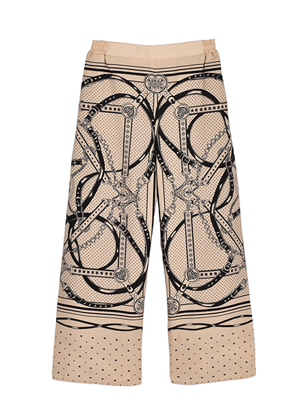 LOVEﾊｰﾄｽｶｰﾌ柄のﾊﾟﾈﾙｾﾐﾜｲﾄﾞ美脚ﾊﾟﾝﾂ 詳細画像 ﾍﾞｰｼﾞｭ系 1