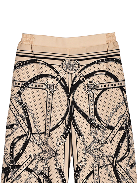 LOVEﾊｰﾄｽｶｰﾌ柄のﾊﾟﾈﾙｾﾐﾜｲﾄﾞ美脚ﾊﾟﾝﾂ 詳細画像 ﾍﾞｰｼﾞｭ系 3