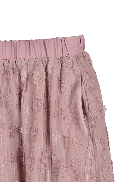 ﾁｭｰﾙﾓﾁｰﾌ刺繍のﾌｪﾐﾆﾝﾘﾎﾞﾝｽｶｰﾄ 詳細画像 ﾋﾟﾝｸ 4