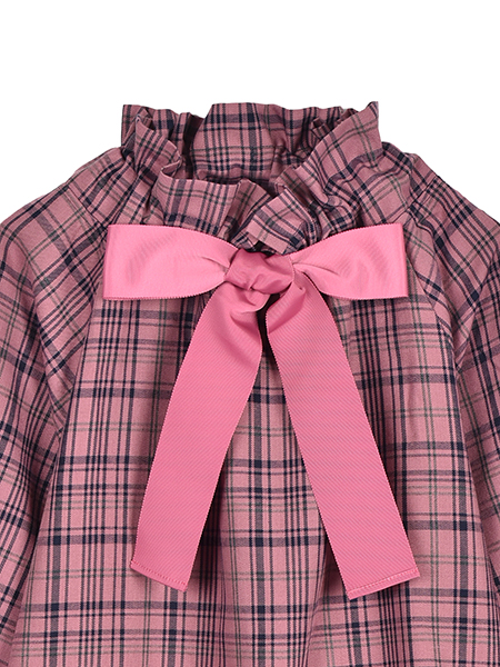 ｵﾘｼﾞﾅﾙﾁｪｯｸのﾎﾞｳﾀｲﾘﾎﾞﾝﾌﾞﾗｳｽ 詳細画像 ﾋﾟﾝｸ系 3