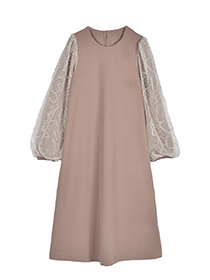 ﾊｰﾄ刺繍ﾁｭｰﾙｽﾘｰﾌﾞのﾌｪﾐﾆﾝﾜﾝﾋﾟｰｽ