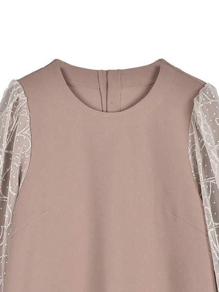 ﾊｰﾄ刺繍ﾁｭｰﾙｽﾘｰﾌﾞのﾌｪﾐﾆﾝﾜﾝﾋﾟｰｽ 詳細画像 ﾄｰﾌﾟ 3