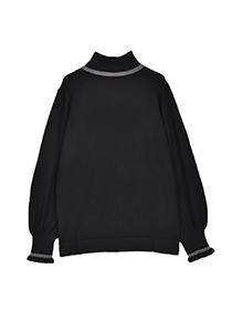 ﾊｰﾄﾁｪﾘｰ刺繍のﾗｲﾝ配色ﾆｯﾄﾌﾟﾙｵｰﾊﾞｰ 詳細画像