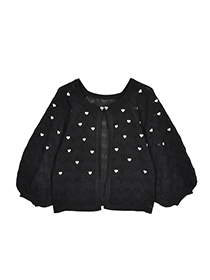 ﾊｰﾄﾚｰｽ編みのLOVE刺繍ﾆｯﾄｶｰﾃﾞ