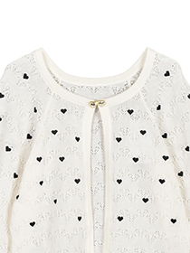 ﾊｰﾄﾚｰｽ編みのLOVE刺繍ﾆｯﾄｶｰﾃﾞ 詳細画像