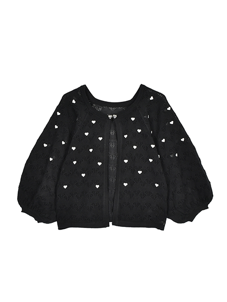 ﾊｰﾄﾚｰｽ編みのLOVE刺繍ﾆｯﾄｶｰﾃﾞ 詳細画像 ﾌﾞﾗｯｸ 1