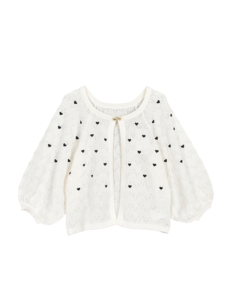 ﾊｰﾄﾚｰｽ編みのLOVE刺繍ﾆｯﾄｶｰﾃﾞ 詳細画像 ｴｸﾘｭ 1