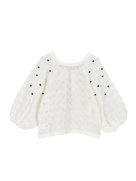 ﾊｰﾄﾚｰｽ編みのLOVE刺繍ﾆｯﾄｶｰﾃﾞ 詳細画像 ｴｸﾘｭ 2