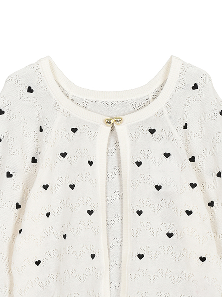 ﾊｰﾄﾚｰｽ編みのLOVE刺繍ﾆｯﾄｶｰﾃﾞ 詳細画像 ｴｸﾘｭ 3